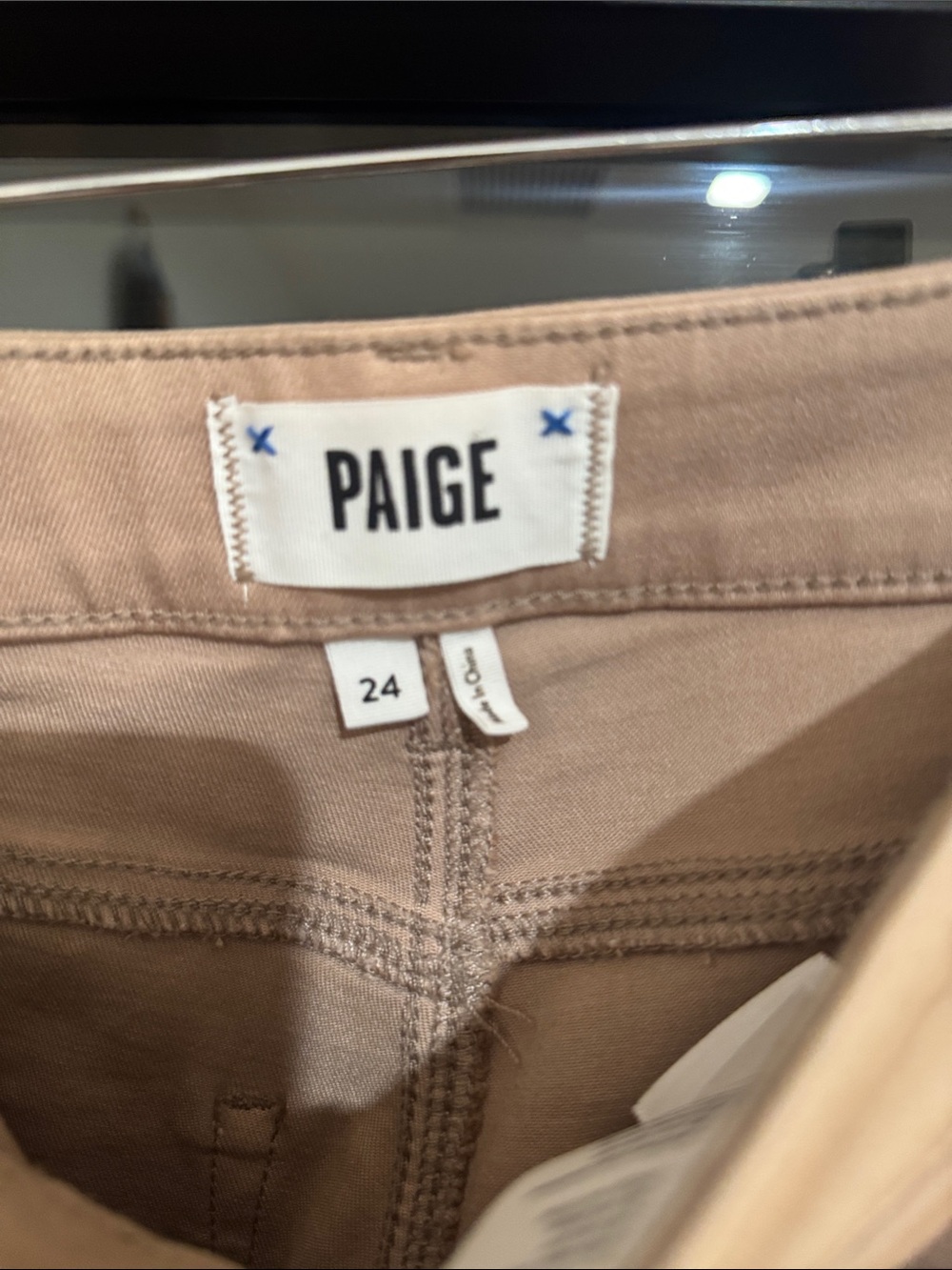 PAIGE Anessa Wide Leg Jeans Beige Sand High Rise Size 24 - Picture 4 of 7